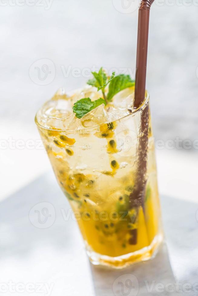 Passion fruit with soda mint photo