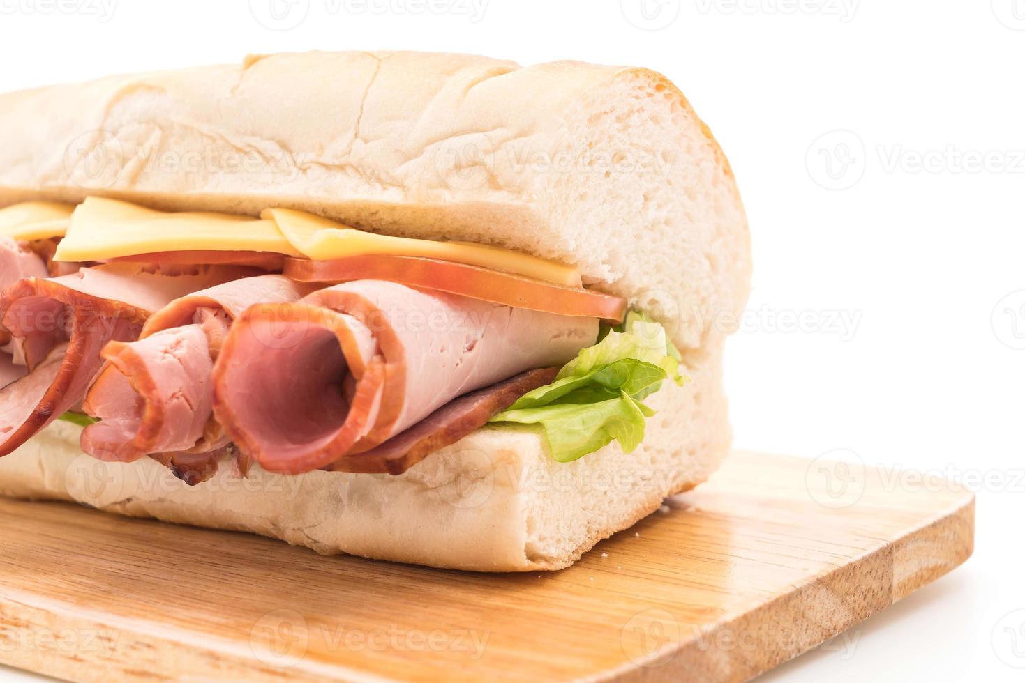 Ham and salad submarine sandwich photo