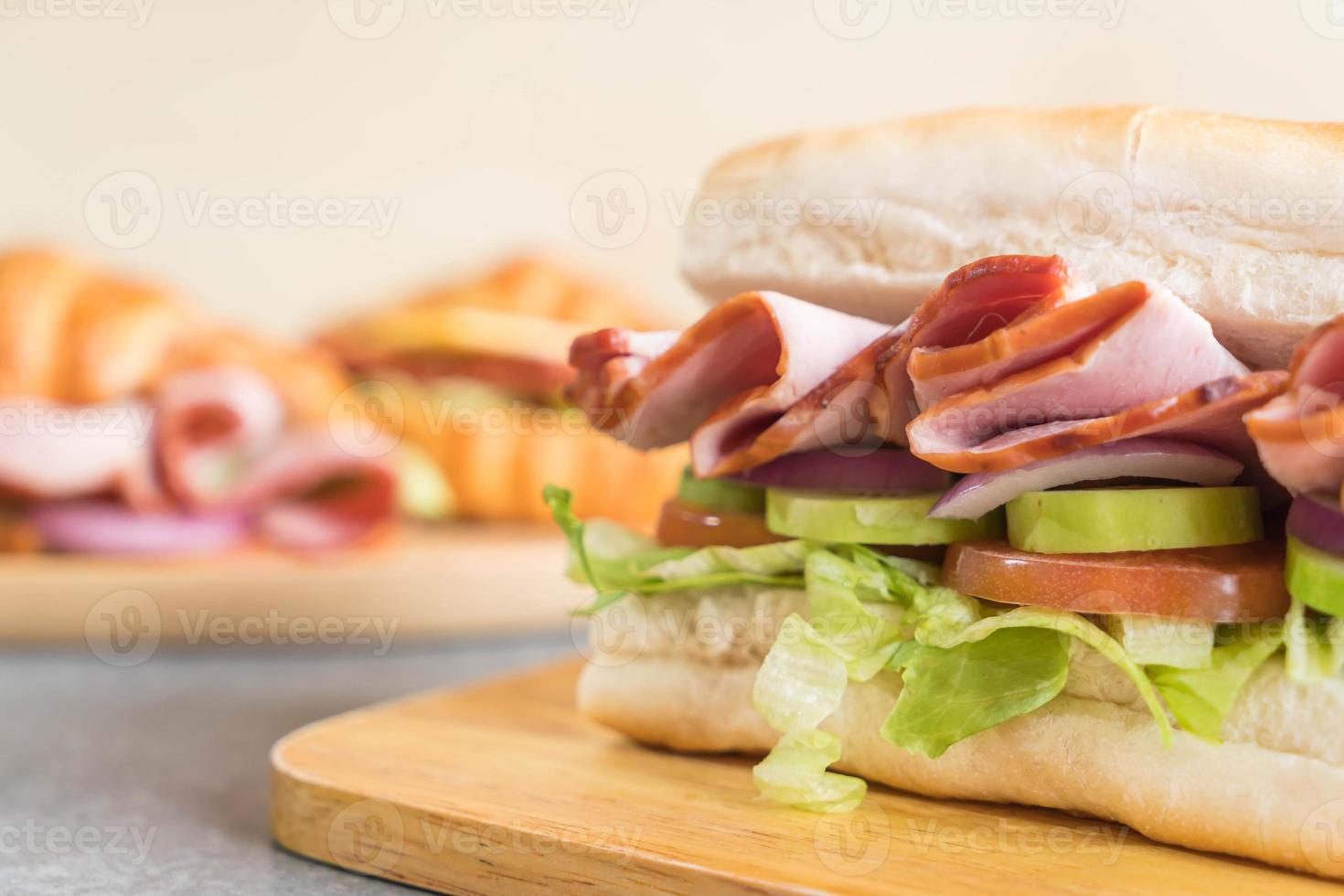 Ham and salad submarine sandwich photo