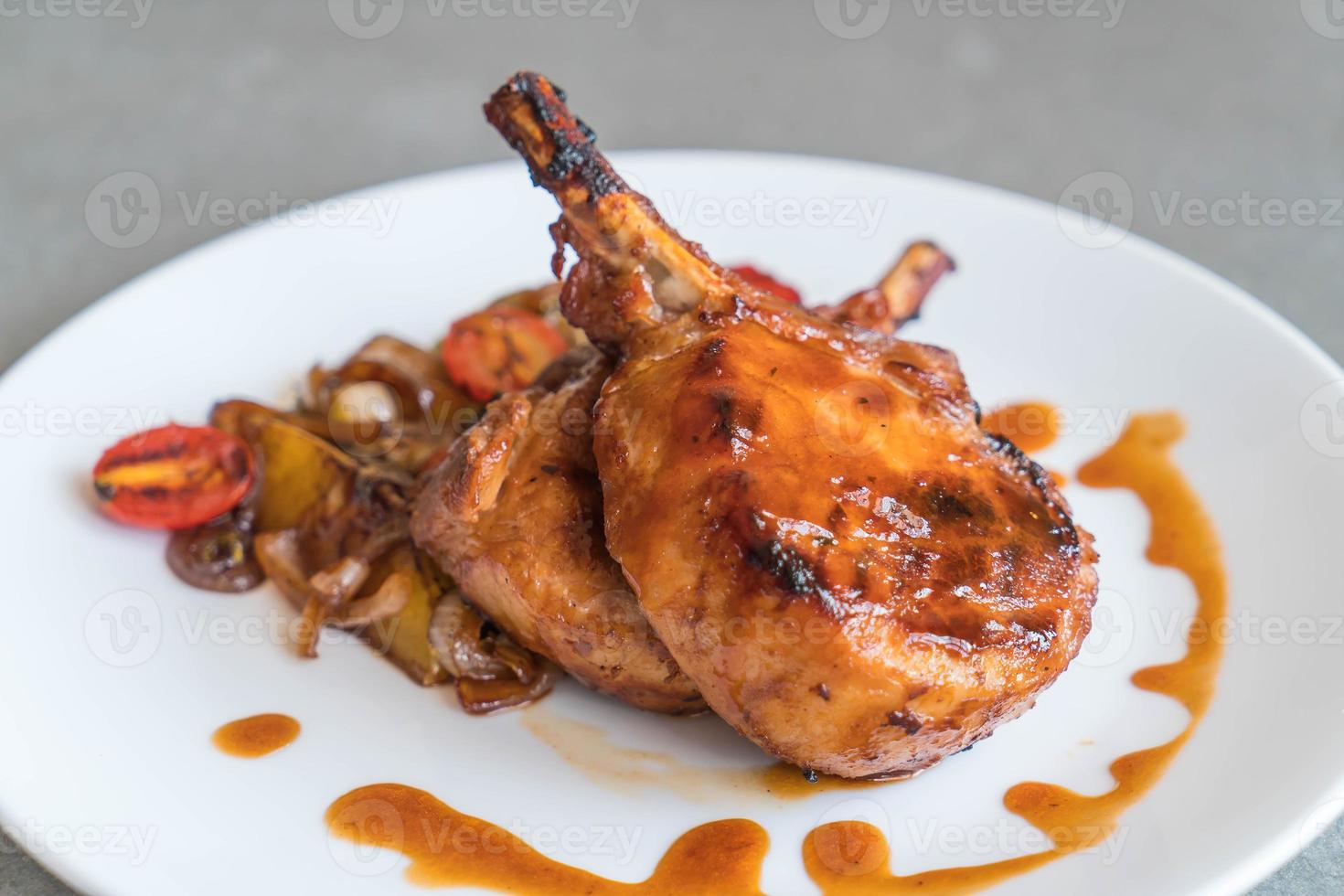 Pork chop steak on the table photo