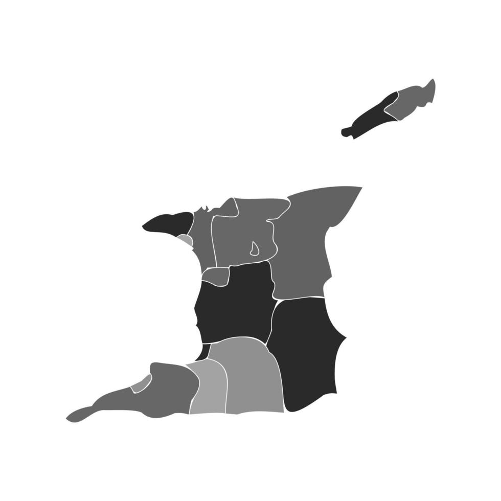 Gray Divided Map of Trinidad and Tobago vector