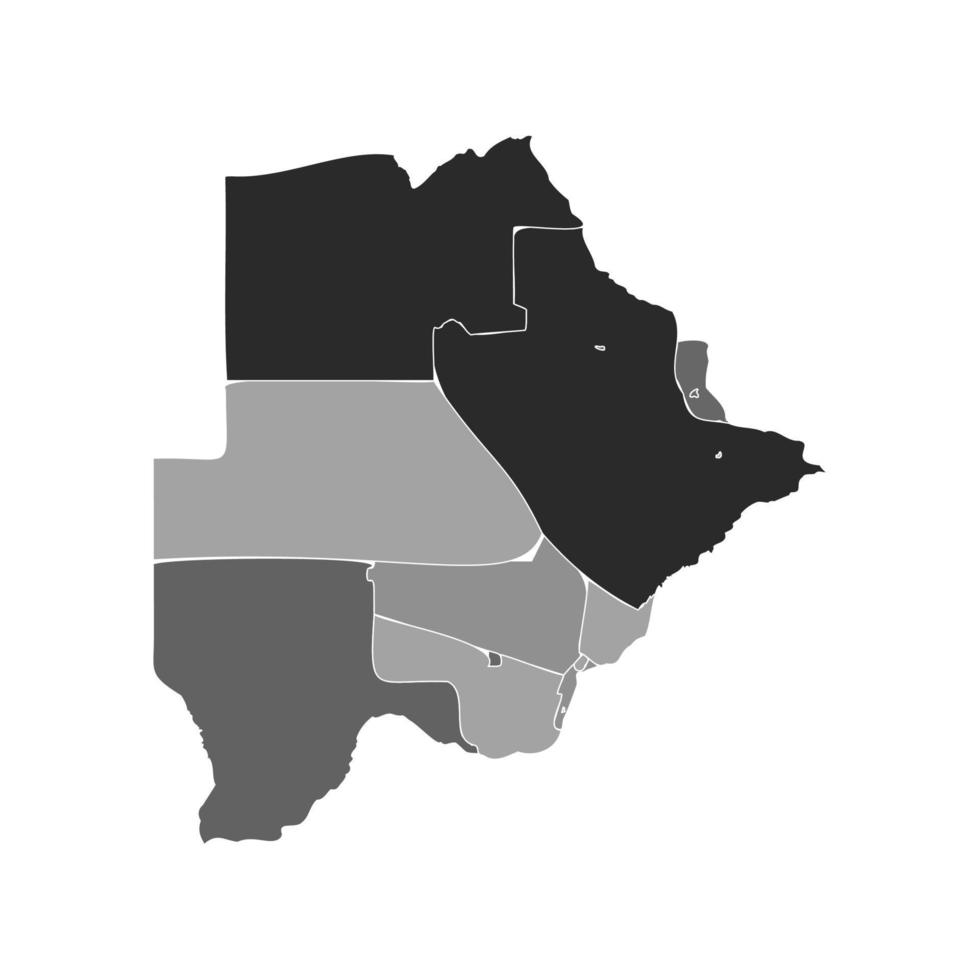 Gray Divided Map of Botswana vector