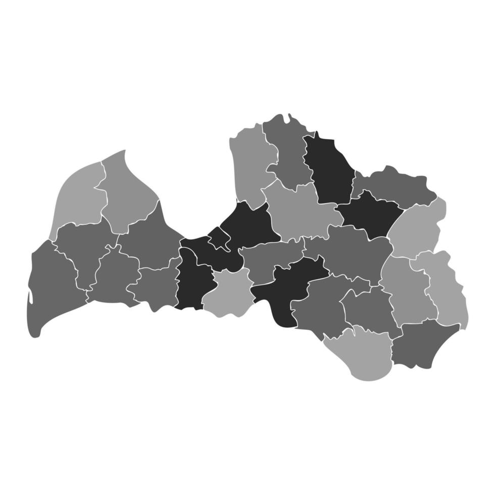 Gray Divided Map of Latvia vector