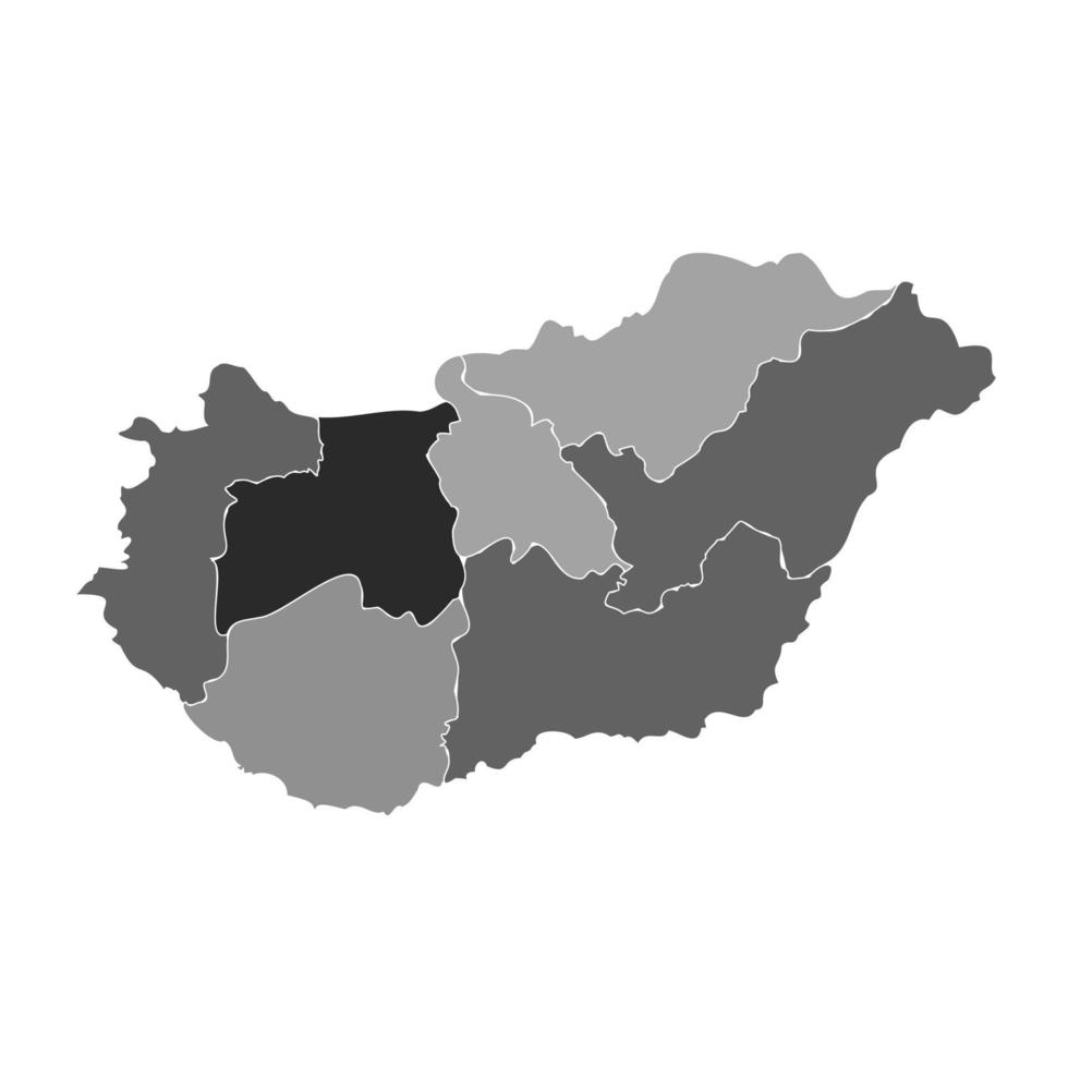 Gray Divided Map of Hungary vector