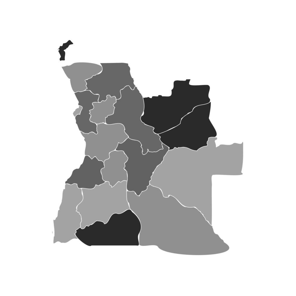 Gray Divided Map of Angola vector