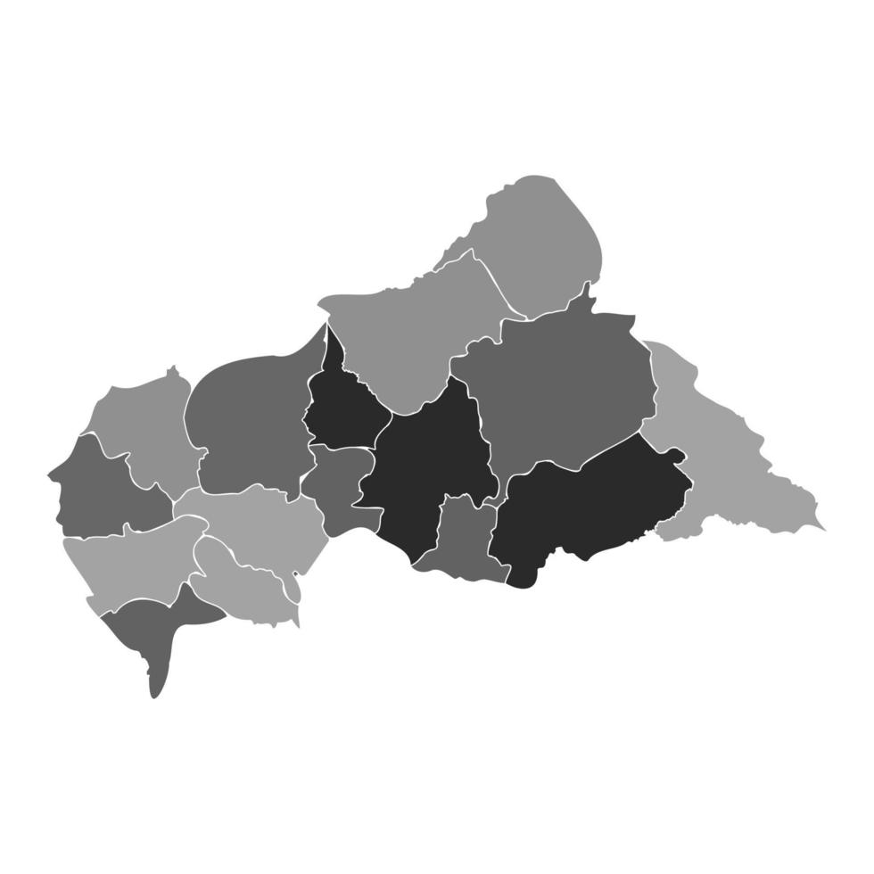 mapa dividido gris de la república centroafricana vector