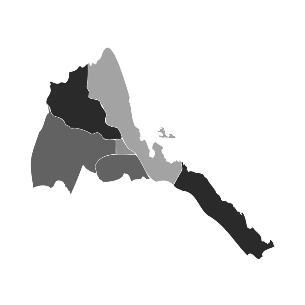 Gray Divided Map of Eritrea vector