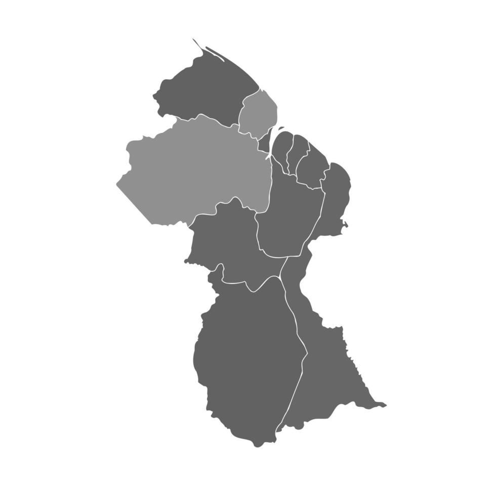 mapa gris dividido de guyana vector