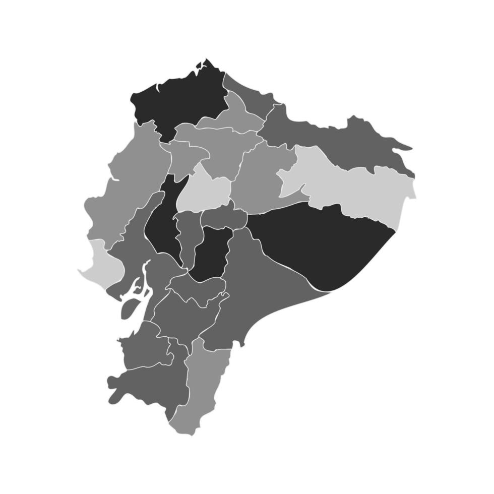 Gray Divided Map of Ecuador vector
