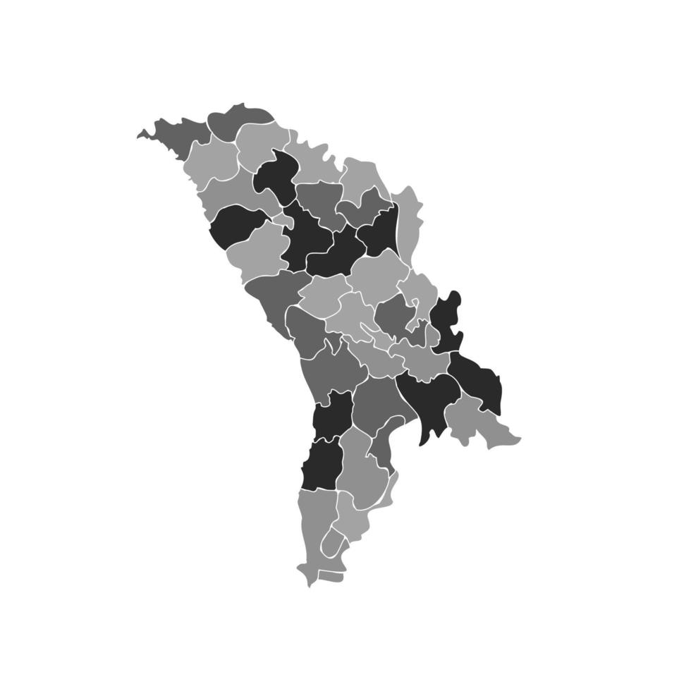 Gray Divided Map of Moldova vector