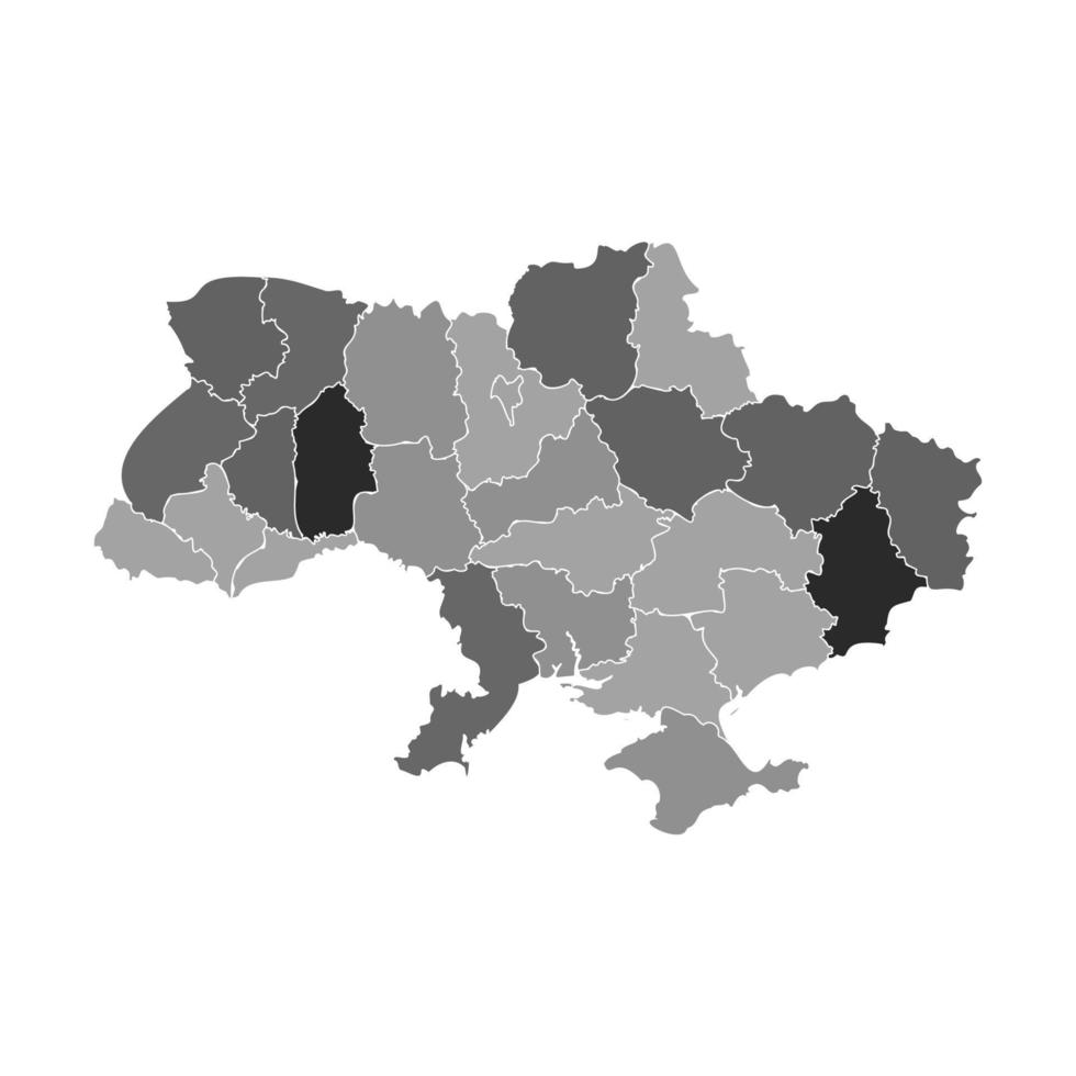 Gray Divided Map of Ukraine vector