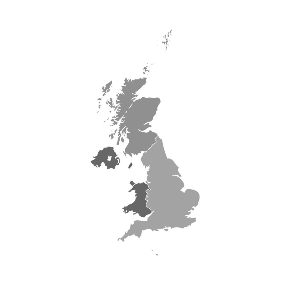 mapa dividido gris del reino unido vector