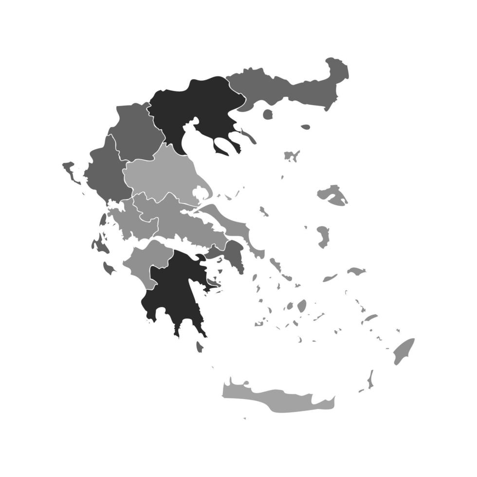 Gray Divided Map of Greece vector