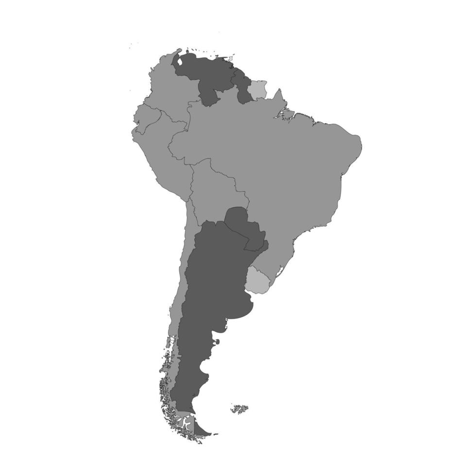 mapa dividido gris de américa del sur vector