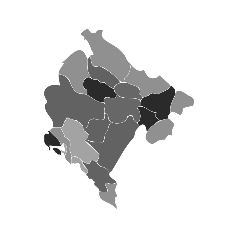 Gray Divided Map of Montenegro vector