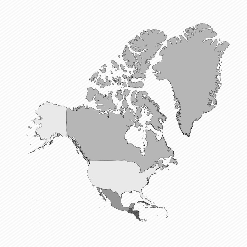 Gray Divided Map of North America vector