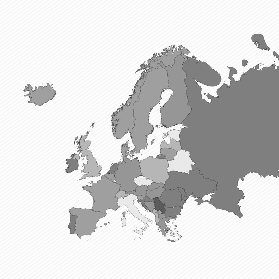 mapa dividido gris de europa vector