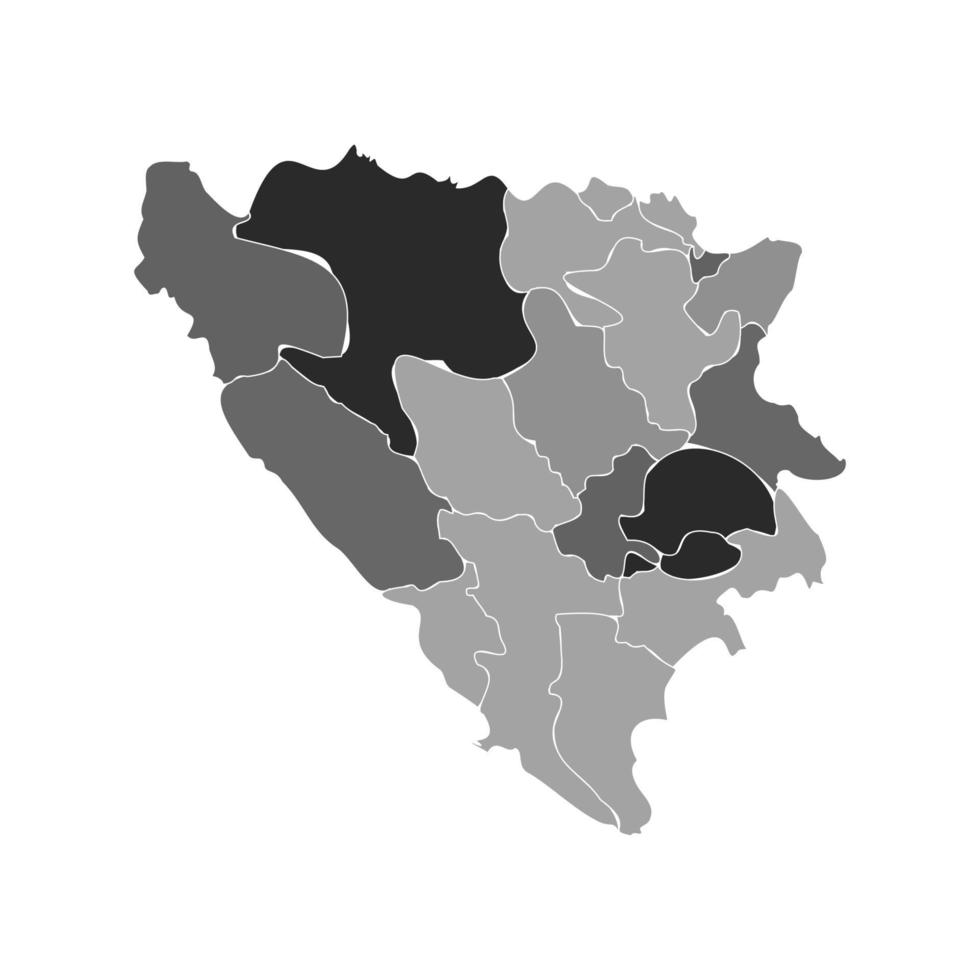 Gray Divided Map of Bosnia and Herzegovina vector