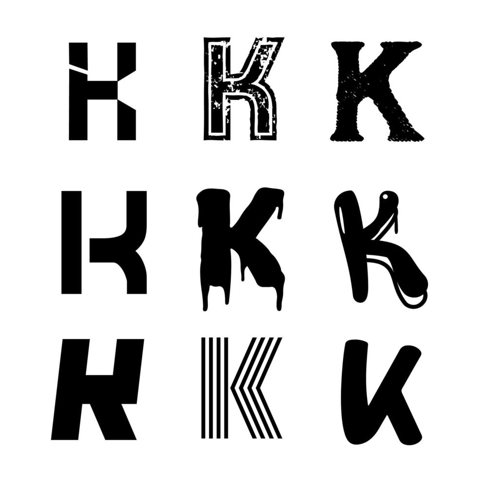 letra mayúscula k diseño del alfabeto vector