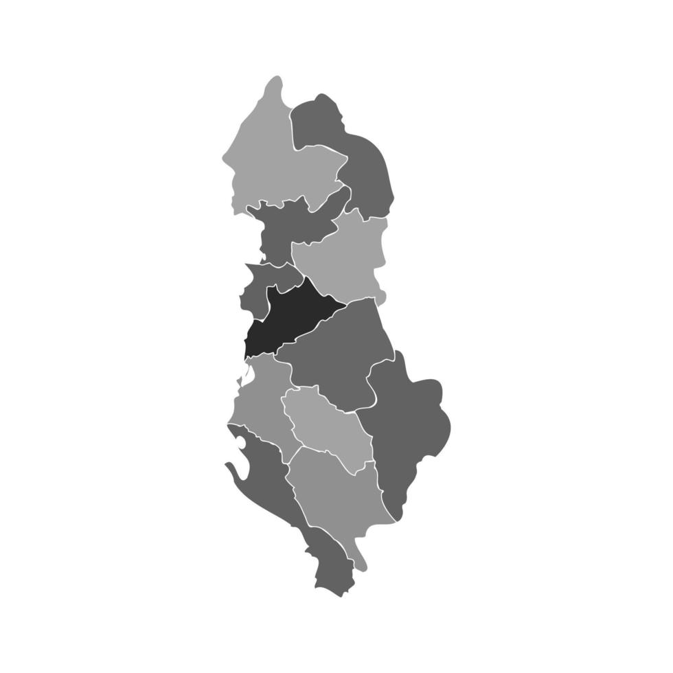 Gray Divided Map of Albania vector