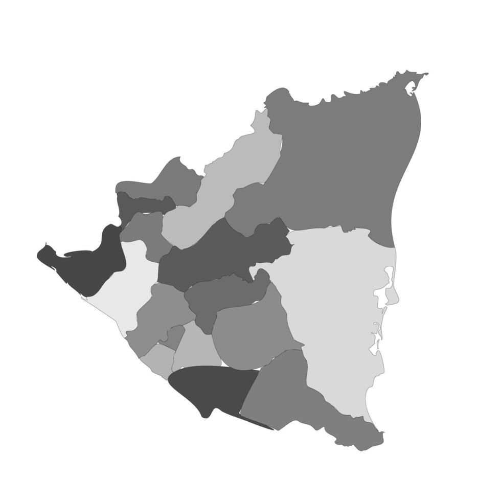 Gray Divided Map of Nicaragua vector