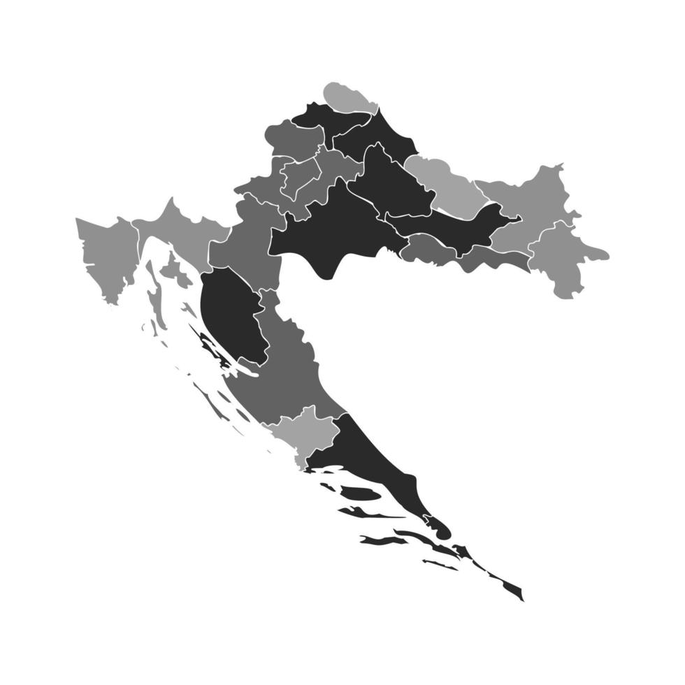 mapa dividido gris de croacia vector