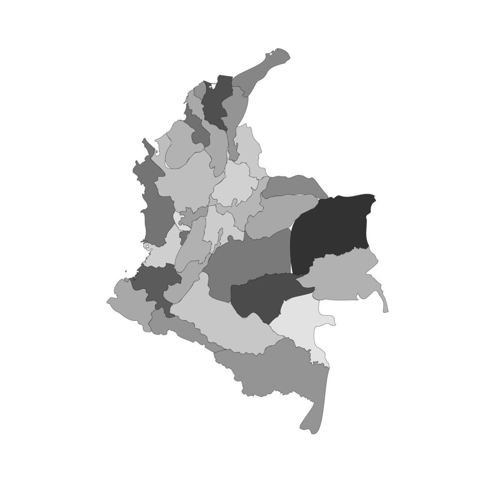 Gray Divided Map of Colombia vector