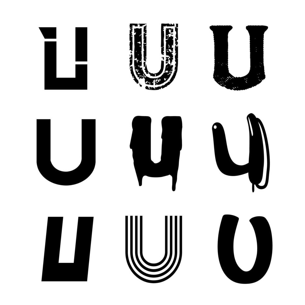 Capital Letter U Alphabet Design vector