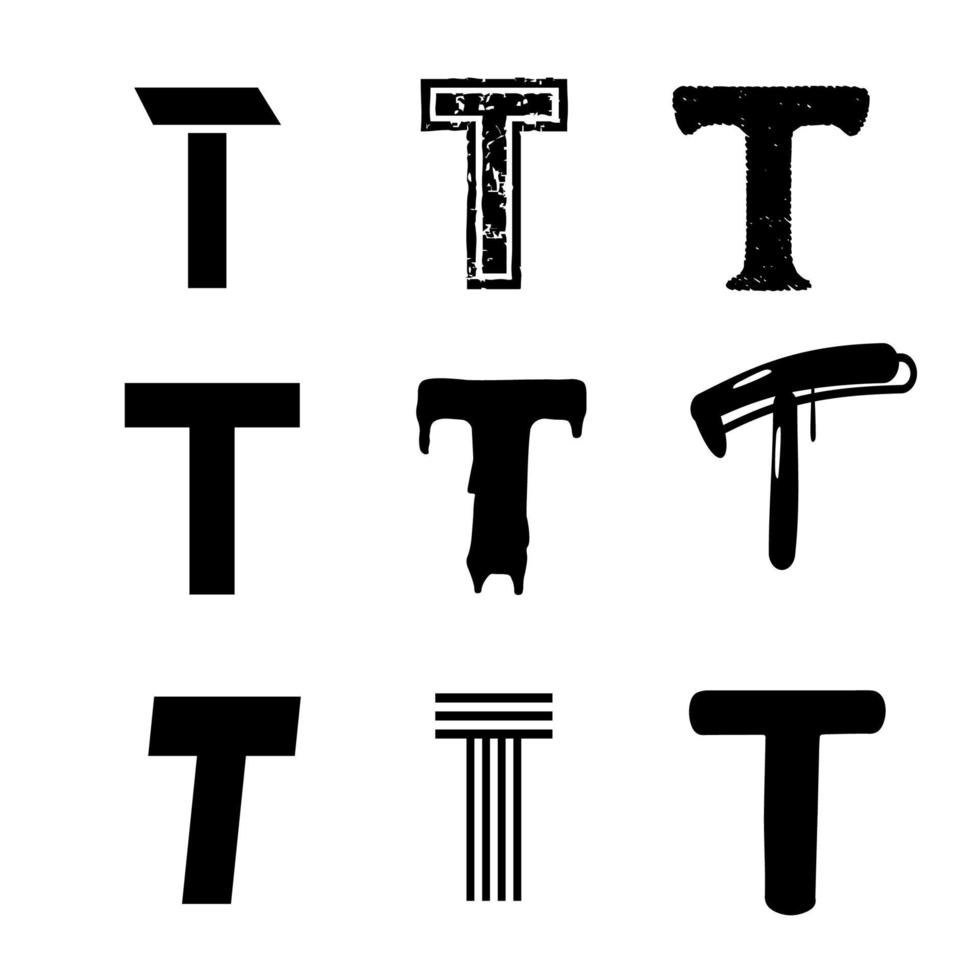letra mayúscula t diseño del alfabeto vector