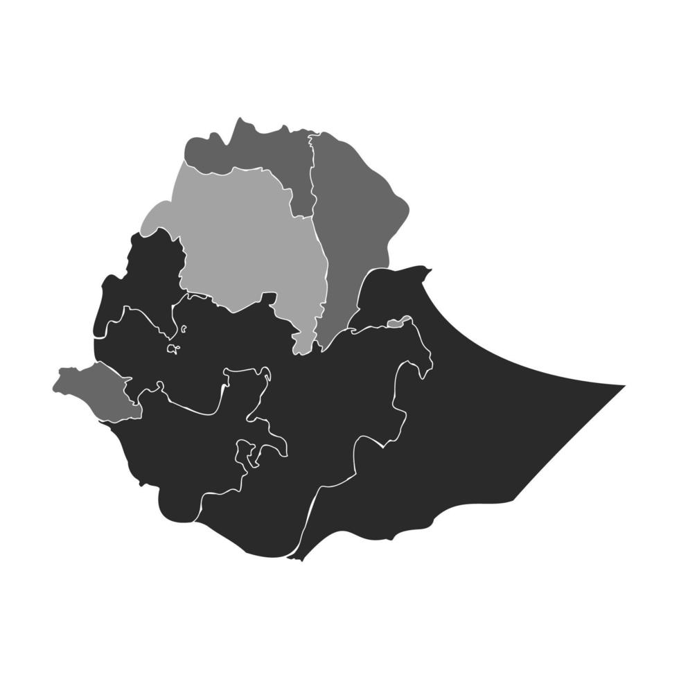 Gray Divided Map of Ethiopia vector