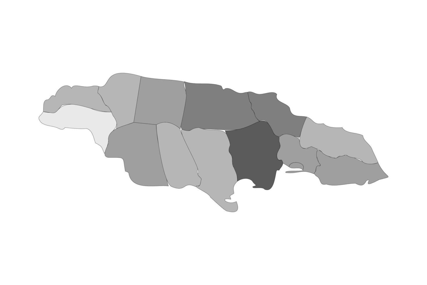 Gray Divided Map of Jamaica vector