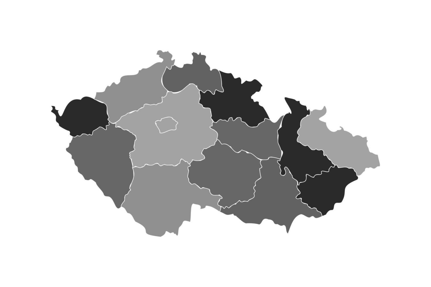 Gray Divided Map of Czech Republic vector