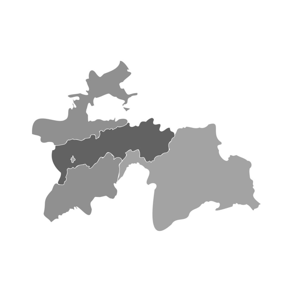 Gray Divided Map of Tajikistan vector