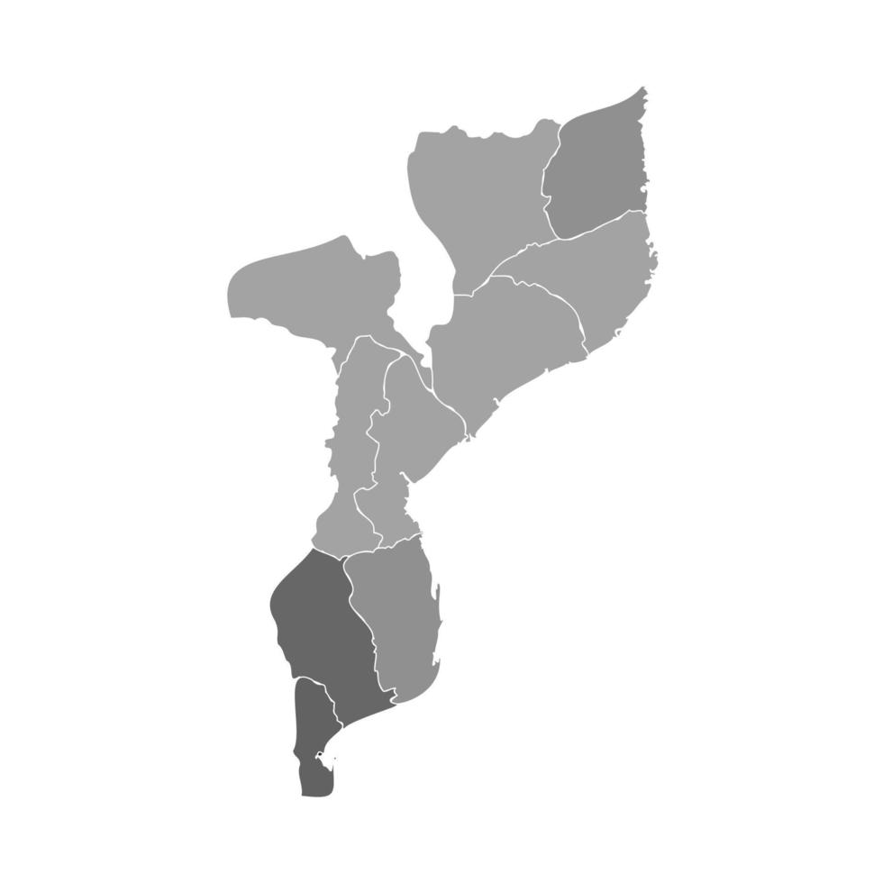 Gray Divided Map of Mozambique vector