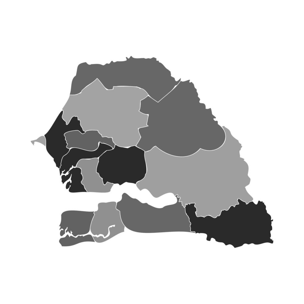 mapa dividido gris de senegal vector