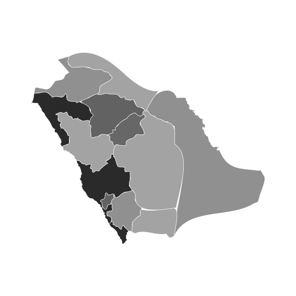 Gray Divided Map of Saudi Arabia vector