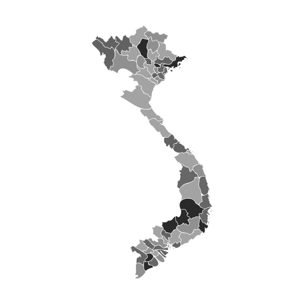 Gray Divided Map of Vietnam vector