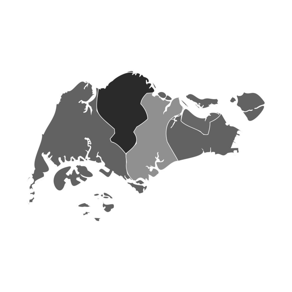 Gray Divided Map of Singapore vector