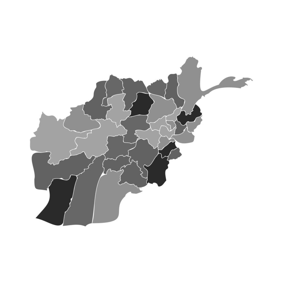 Gray Divided Map of Afghanistan vector