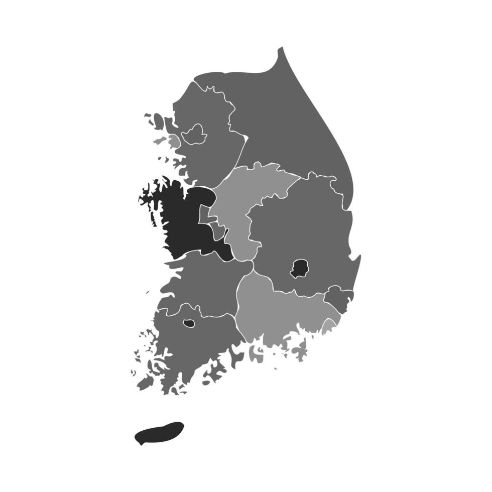 mapa dividido gris de corea del sur vector