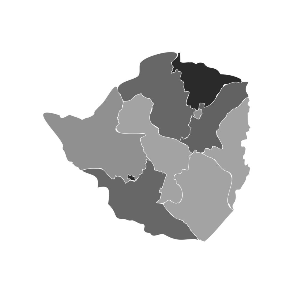 Gray Divided Map of Zimbabwe vector