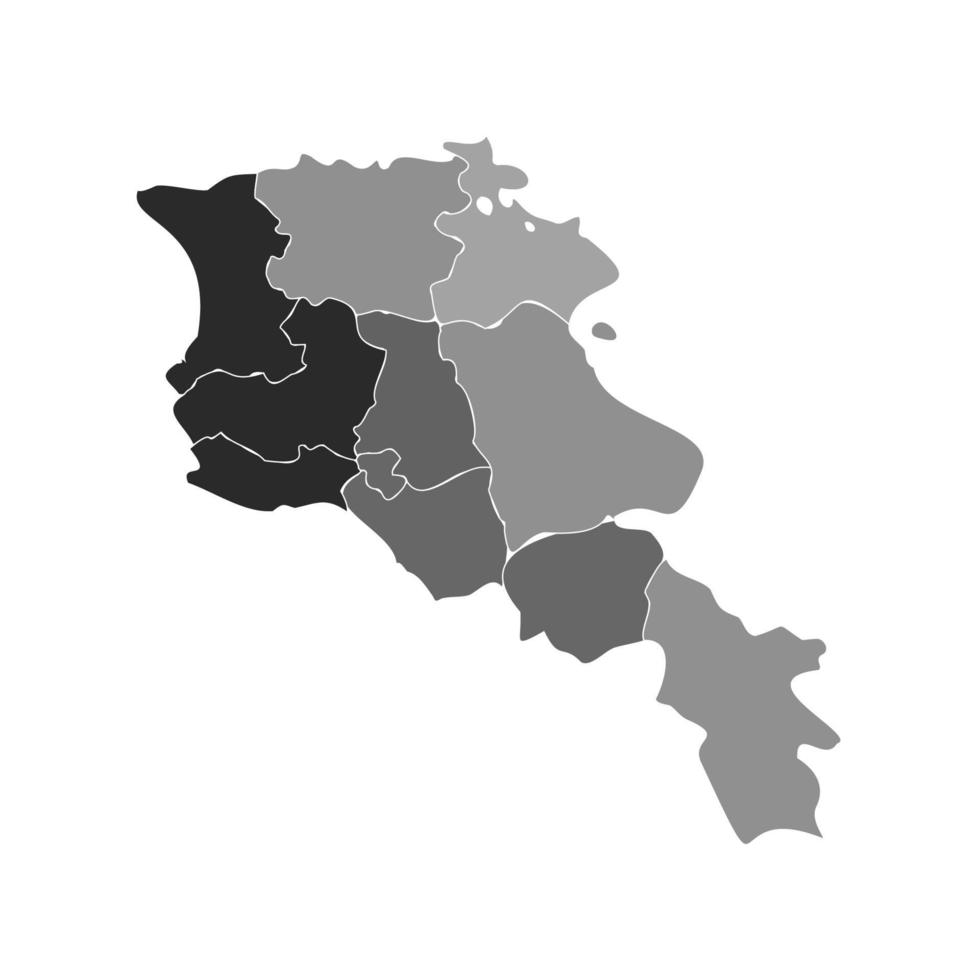 Gray Divided Map of Armenia vector