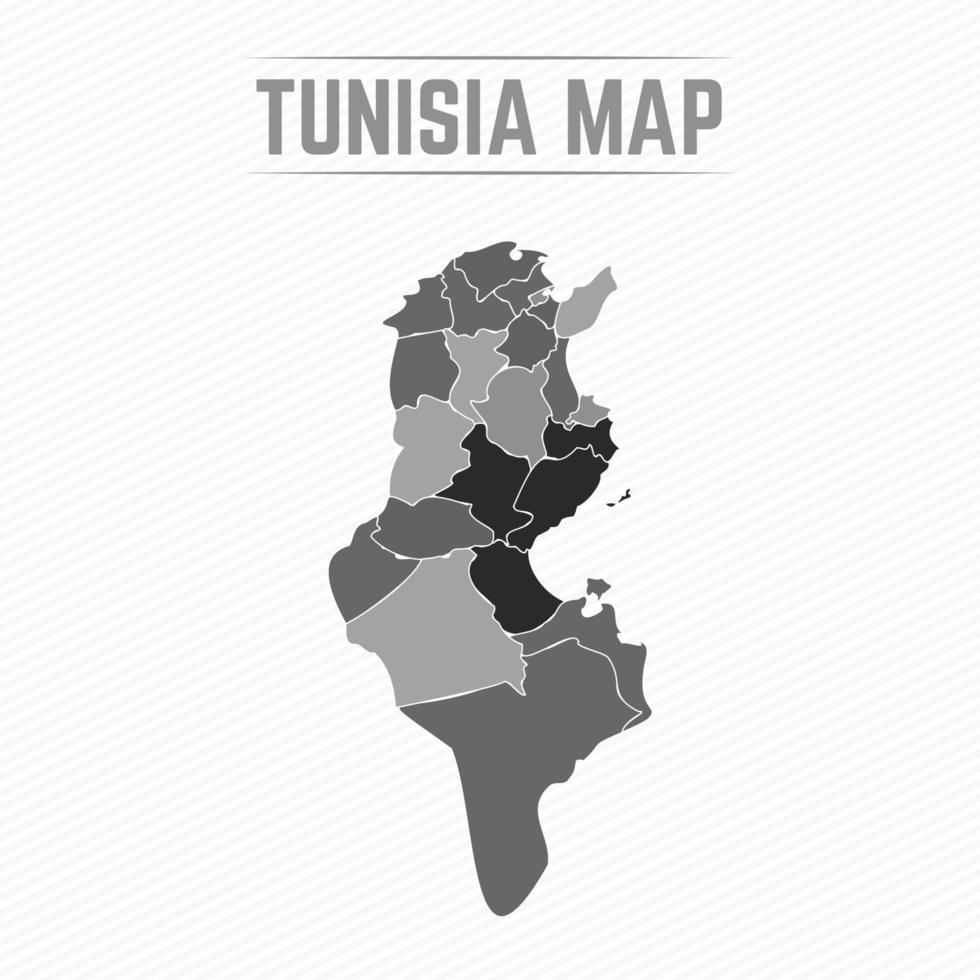 Gray Divided Map of Tunisia vector