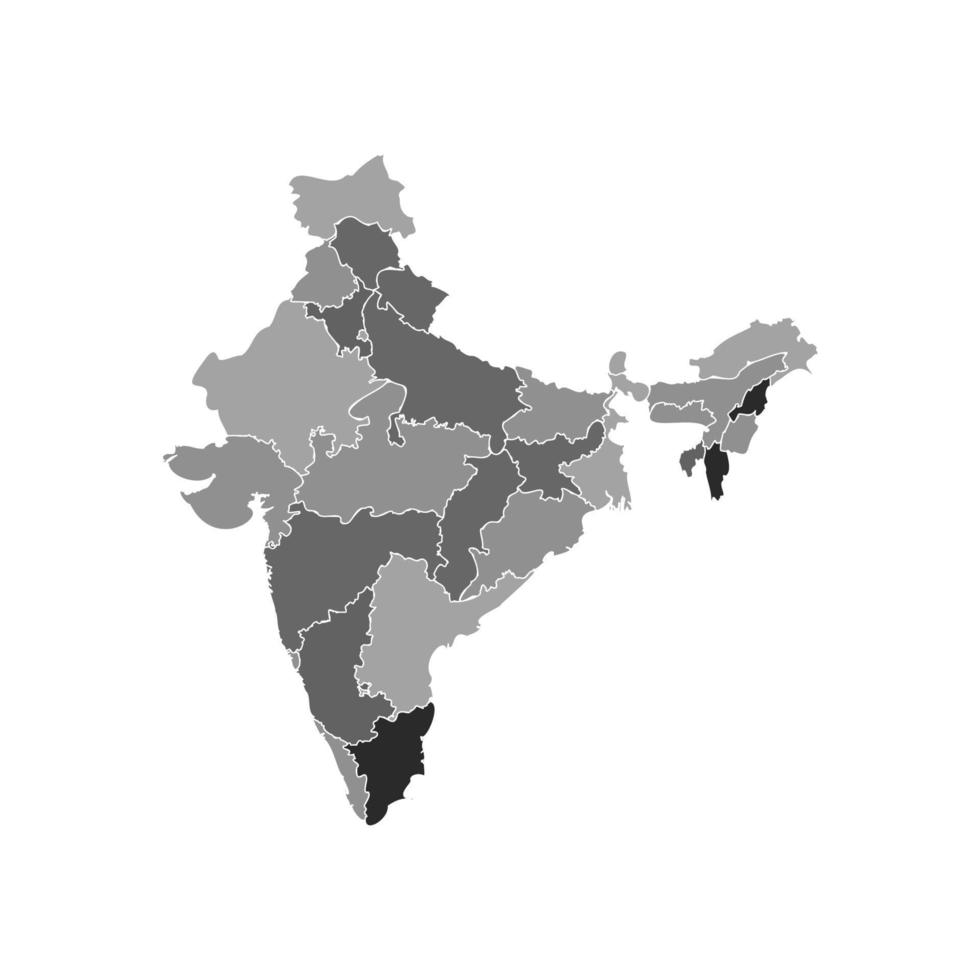 Gray Divided Map of India vector