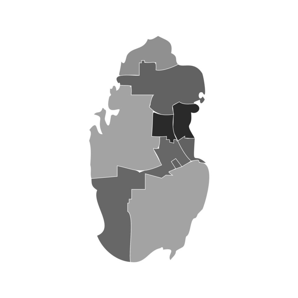 Gray Divided Map of Qatar vector