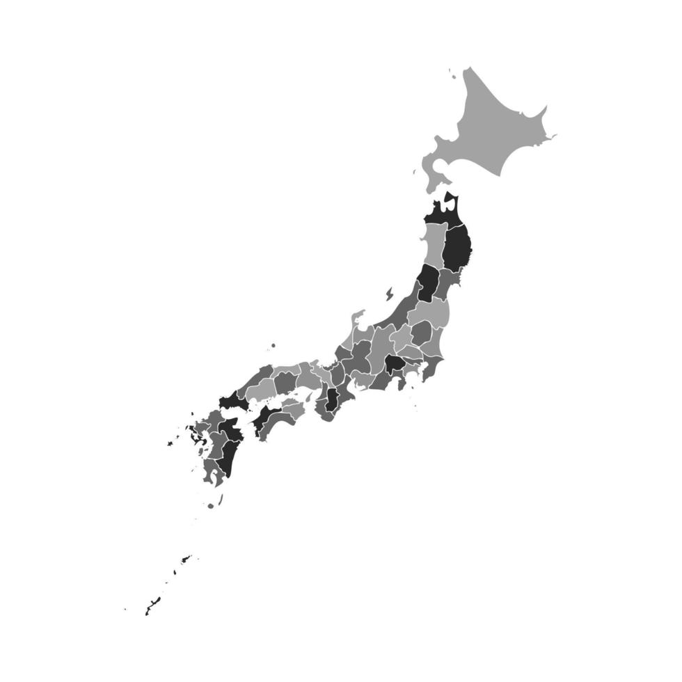 mapa dividido gris de japón vector