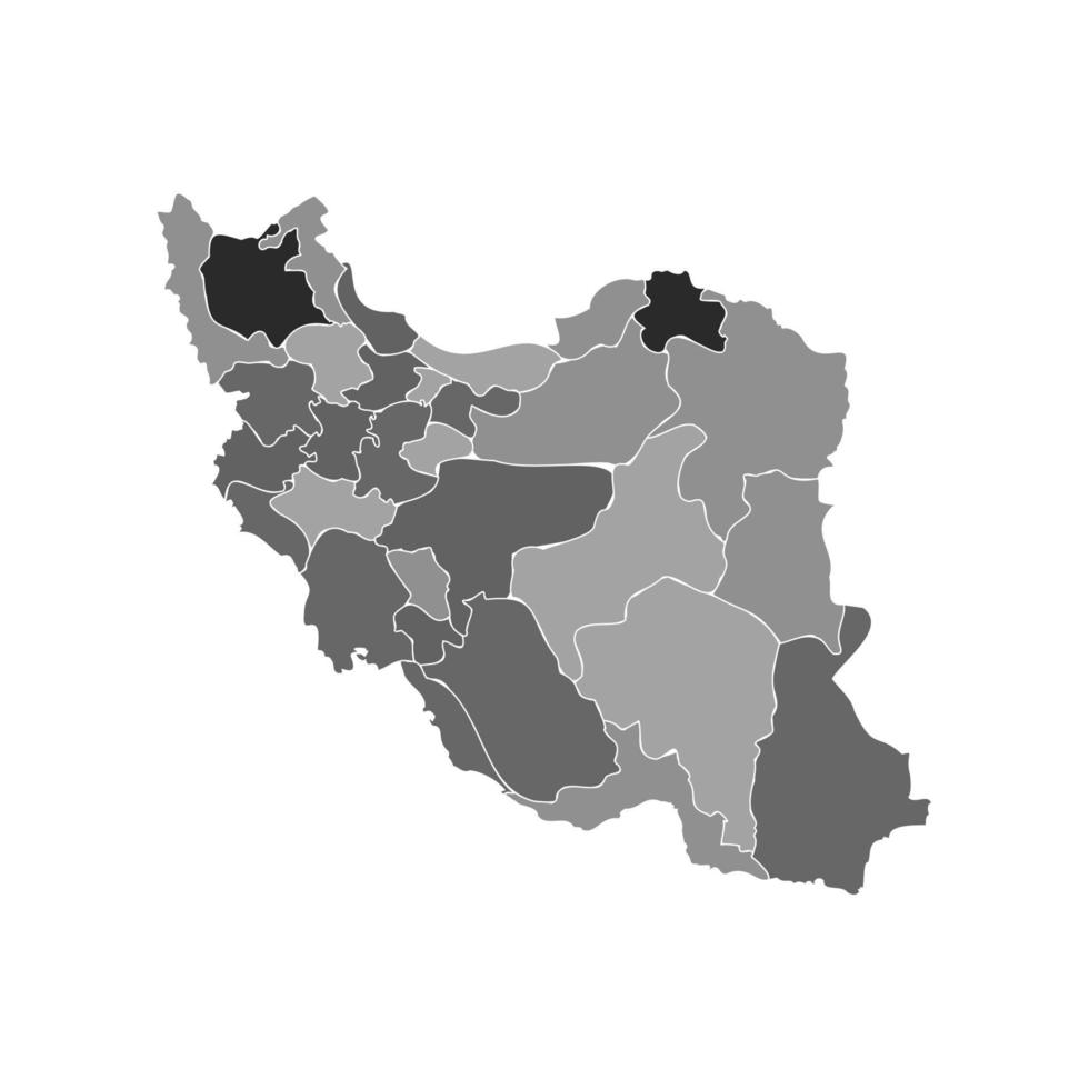 mapa dividido gris de irán vector