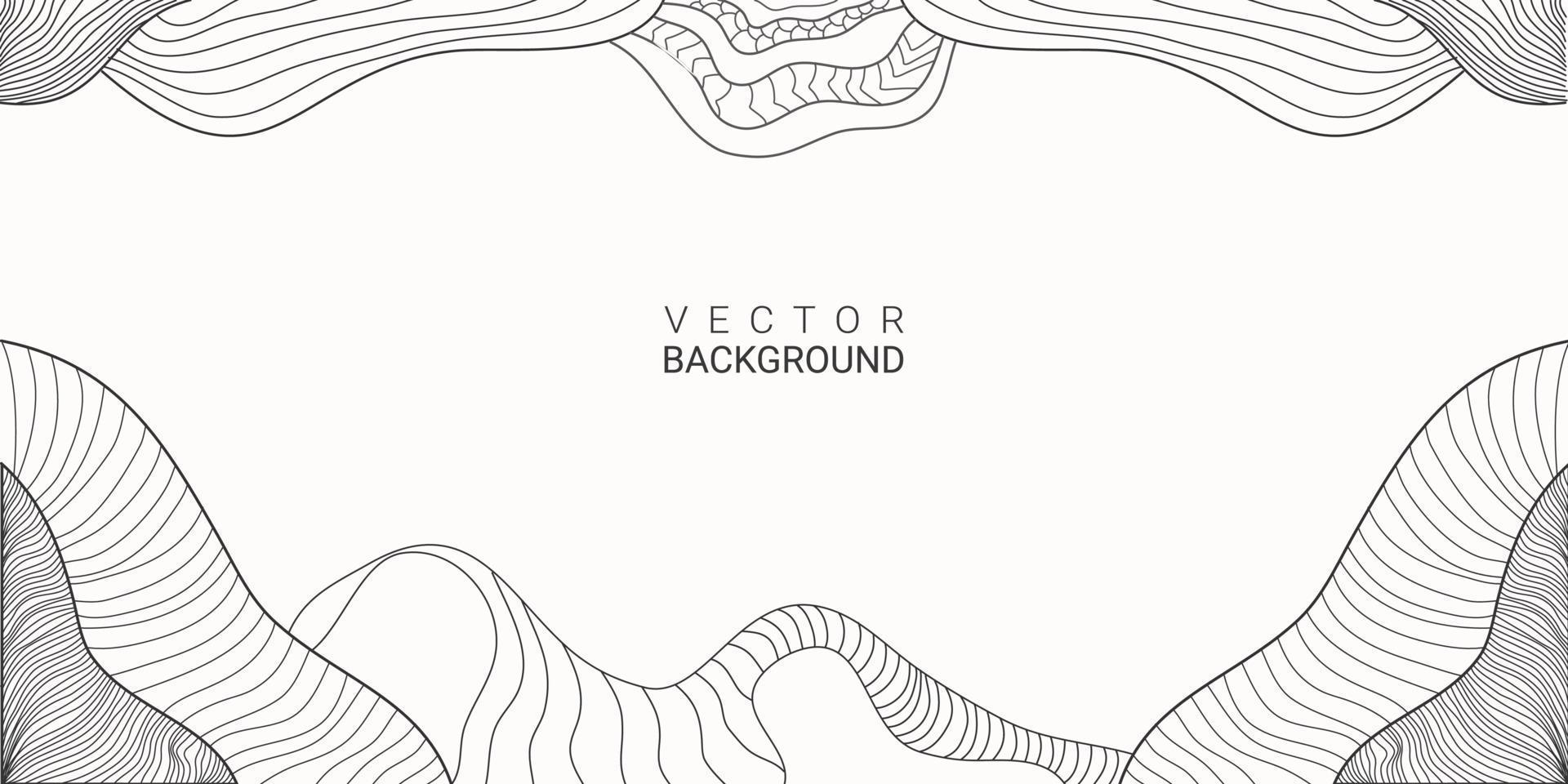Line Art abstract background hand-drawn floral, waves, nature vector