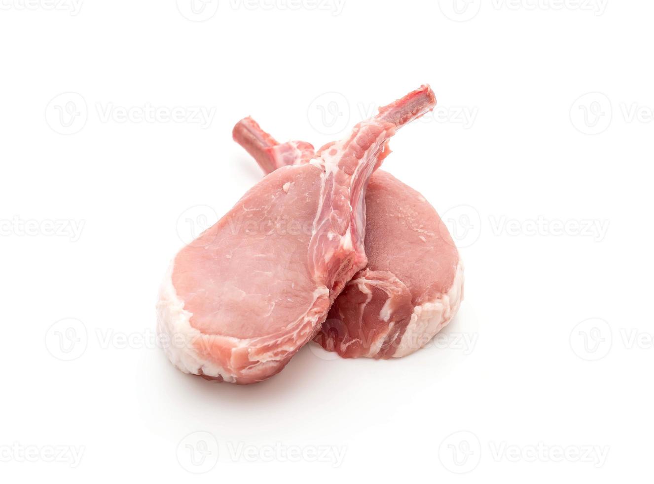 Fresh pork chop on white background photo