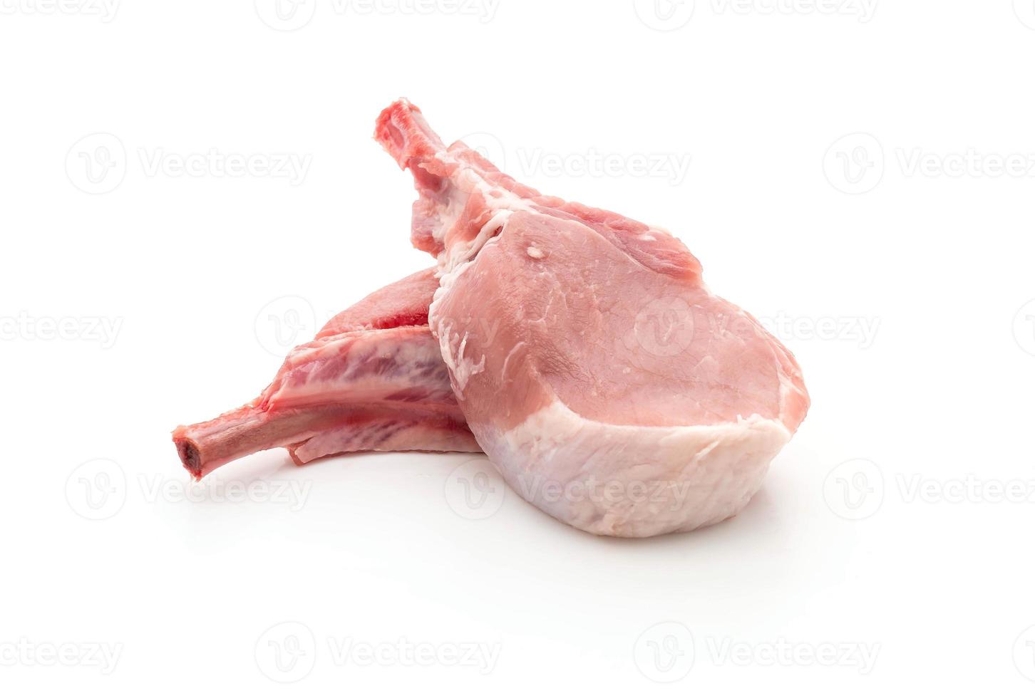 Fresh pork chop on white background photo